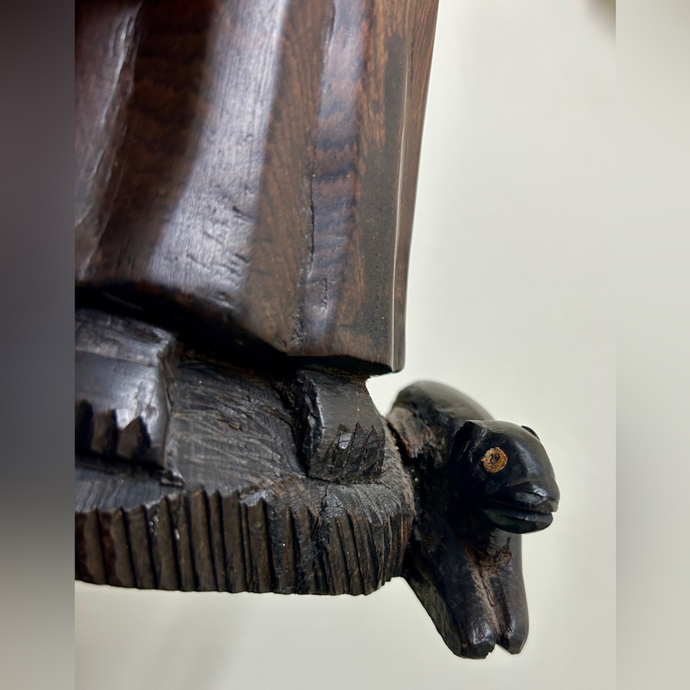 Vintage Ethiopian Artisan Hand Carved Ebony Wood African Shepherd Jesus Statue - Picture 7 of 16